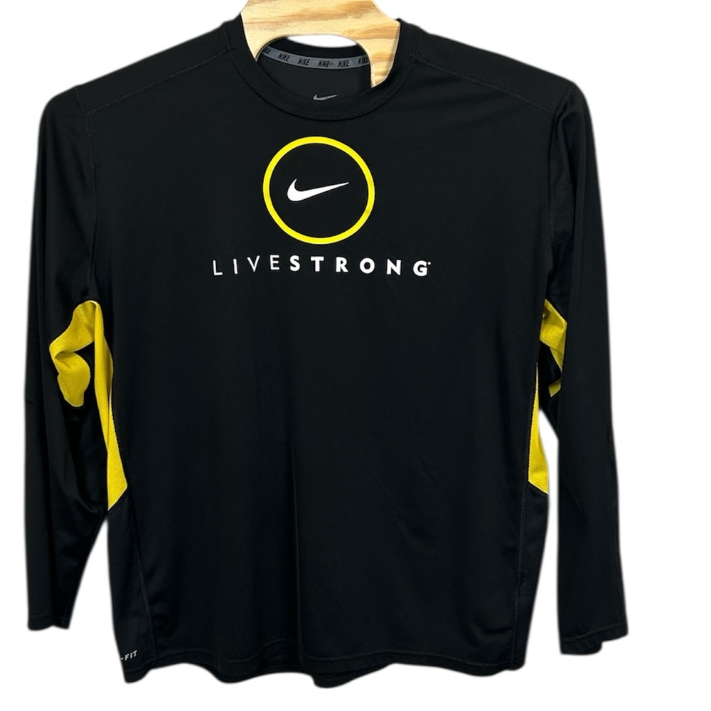 Nike Men's XXL Livestrong‎ Dri-Fit Long Sleeve Shirt Athletic Performance Black